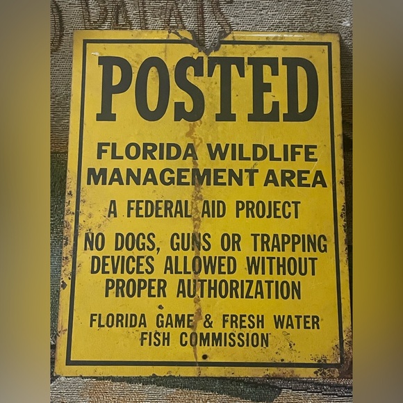 Vintage Authentic FLORIDA WILDLIFE MANAGEMENT AREA Game & Fresh Water Fish Comm - Picture 1 of 5